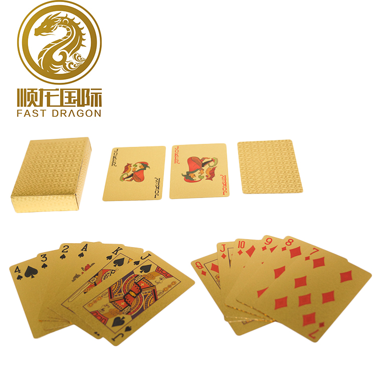 DRA-PK104 Plastic Playing Cards Gold Foil Poker Cards 